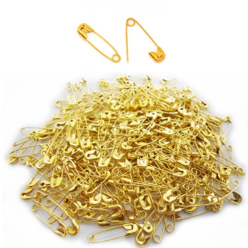100 kleine Sicherheitsnadeln Gold Mini Pins aus Messing, 18 mm, 1 Stück von Grids London Ltd
