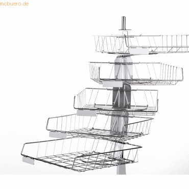 Grieshaber Briefablagen-Tischdrehständer 5 Körbe entnehmbar chrom von Grieshaber