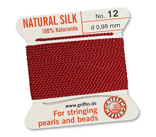 Griffin Perlenschnur, 100 % Naturseide, Granatrot, 2 m mit einer Nadel, Größe 0,98 mm Griffin Perlenschnur, 100 % Naturseide, Granatrot, 2 m mit einer Nadel, Größe 0,98 mm von Griffin Since 1866 Germany