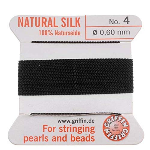 Griffin Silk Beading Cord and Needle, Size 4, Jet Black von Griffin