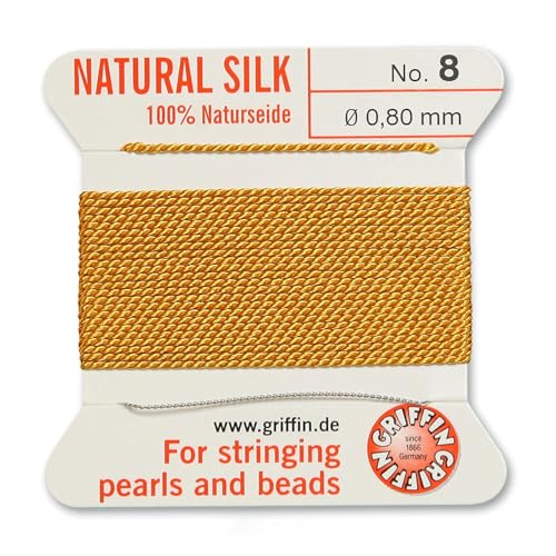 Griffin natur Silk Gewinde für Besaitung Perlen und Perlen Größe # 8 Bernstein gelb Griffin natur Silk Gewinde für Besaitung Perlen und Perlen Größe # 8 Bernstein gelb von Griffin