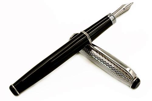Grifos - Füllfederhalter mit Sterlingsilber 925 Kappe - Schwarz lackierter Metallkorpus - Nachfüllbar mit Konverter und Tintenpatronen - Handwerkliche Eleganz - Hergestellt in Italien von Grifos