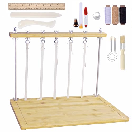 Buchbinder-Nährahmen-Set, handgemachte Buchbinder-Kits, inklusive Falzbein, Papierfalze, Ahle, gebogene Nadeln, gewachster Faden, Klebepinsel und Buchbinderzubehör für handgefertigte Bücher von Griiyakii