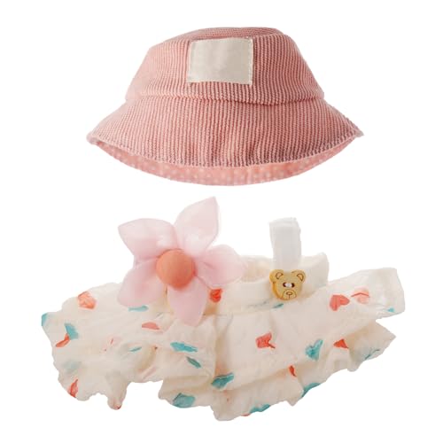 Kleidung für Labubu, Rock Set für Labubu Puppe, 2 Stück Set Hut Rock Outfit Premium Mode Niedliches Kleid für Labubu Puppen Zubehör (KEINE Puppe) (Beige) von GrillGauge