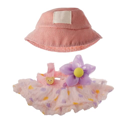 Kleidung für Labubu, Rock Set für Labubu Puppe, 2 Stück Set Hut Rock Outfit Premium Mode Niedliches Kleid für Labubu Puppen Zubehör (KEINE Puppe) (Rosa) von GrillGauge