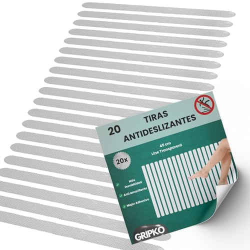 Gripko - 20 klare Anti-Rutsch-Badaufkleber - Anti-Rutsch-Dusche, Badaufkleber für Babys und Senioren, verbesserter Anti-Rutsch-Kleber, sicheres Baden - unsichtbare Streifen - gerade 45cm Gripko - 20 klare Anti-Rutsch-Badaufkleber - Anti-Rutsch-Dusche, Badaufkleber für Babys und Senioren, verbesserter Anti-Rutsch-Kleber, sicheres Baden - unsichtbare Streifen - gerade 45cm von Gripko