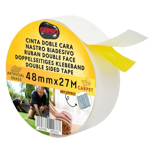 Gripko Doppelseitiges Klebeband, extra stark, 27 m x 48 mm, Teppiche und Kunstrasen, Teppichböden, verstärkt, gelb, für den Innen- und Außenbereich – rückstandsfrei Gripko Doppelseitiges Klebeband, extra stark, 27 m x 48 mm, Teppiche und Kunstrasen, Teppichböden, verstärkt, gelb, für den Innen- und Außenbereich – rückstandsfrei von Gripko