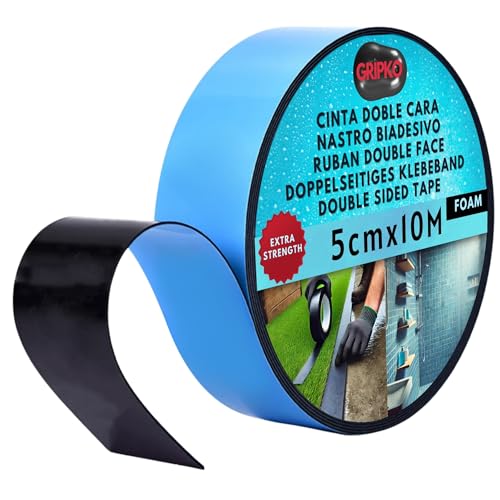 Gripko - Doppelseitiges Klebeband Extra Stark 10m x 50mm - Für Innen & Außen - Schwarzes Schaumband für Multisuperfizien Gripko - Doppelseitiges Klebeband Extra Stark 10m x 50mm - Für Innen & Außen - Schwarzes Schaumband für Multisuperfizien von Gripko