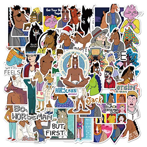 BoJack Horseman Wasserdichte Aufkleber für Wasserflasche, Tasse, Laptop, Fahrrad, Skateboard, Gepäckbox, Vinyl, Graffiti-Patches, BRJHSL, 50 Stück BoJack Horseman Wasserdichte Aufkleber für Wasserflasche, Tasse, Laptop, Fahrrad, Skateboard, Gepäckbox, Vinyl, Graffiti-Patches, BRJHSL, 50 Stück von Grneric