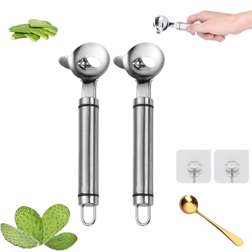 Cactus Peeler Spoon, Stainless Steel Cactus Peeler,2025 Upgrade Pelador De Nopales Con Espinas, 7.2x1.8in Multifunctional Cactus Peeling Knife With Long Handle For Kitchen Cooking (2pcs) von Grolomo