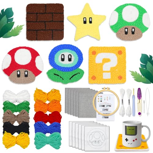 Groodo Stanznadel-Untersetzer-Set, 6-teilig, einfaches DIY-Stickset für Anfänger, Kinder und Erwachsene, gutes Geschenk mit Mustern, Werkzeugen, Garnen, Reifen, Anleitung und Untersetzer-Halter Groodo Stanznadel-Untersetzer-Set, 6-teilig, einfaches DIY-Stickset für Anfänger, Kinder und Erwachsene, gutes Geschenk mit Mustern, Werkzeugen, Garnen, Reifen, Anleitung und Untersetzer-Halter von Groodo