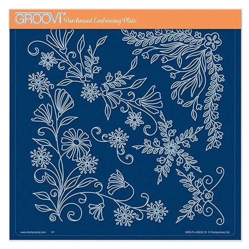 Clarity Stamps Tina's Small Floral Swirls & Corners 1 A5 Groovi Platte von Groovi