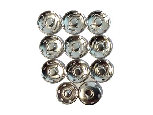 10 Druckknöpfe zum Annähen Metall 17 mm silber von Großhandel für Schneiderbedarf