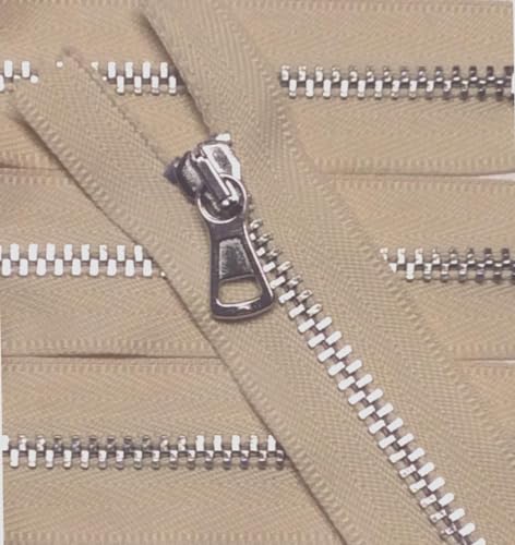 2 Reißverschlüsse Metall für Jeans 9 cm beige/silber 2 Reißverschlüsse Metall für Jeans 9 cm beige/silber von Großhandel für Schneiderbedarf