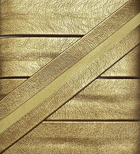 2 m Einfassband/Band aus Lederimitat/Kunstleder vorgefalzt alt gold metallic 25 mm von Großhandel für Schneiderbedarf