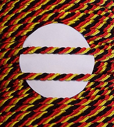 Großhandel für Schneiderbedarf 3 m Kordel 3,5 mm Schwarz-Rot-Gold, 30 Viscose / 70 % PC, 6 cm, Black-Red-Gold von Großhandel für Schneiderbedarf