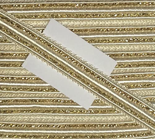 3 m Posamentenborte 10 mm creme/Lurex gold von Großhandel für Schneiderbedarf
