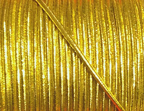 3 m elastische Kordel/Gummikordel Lurex Gold 2,2 mm von Großhandel für Schneiderbedarf