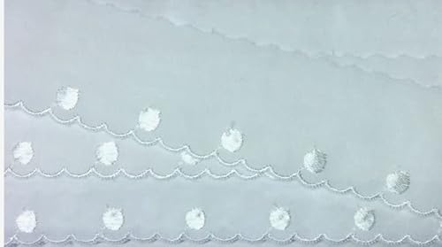 7,75 m Baumwollspitze rein weiß mit Stickerei und Bogenkante 40 mm von Großhandel für Schneiderbedarf