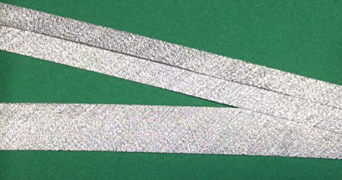 Großhandel für Schneiderbedarf 3 m Lurex-Schrägband Silber 20 mm vorgefalzt 2,33 €/m von Großhandel für Schneiderbedarf