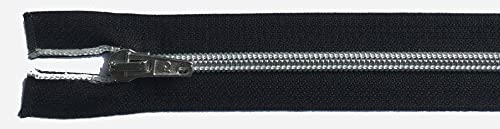 Reißverschluß Kunststoff teilbar Spirale für Jacken 95 cm schwarz/silber metallic von Großhandel für Schneiderbedarf