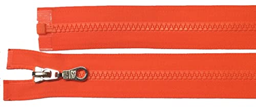 Reißverschluß Kunststoff teilbar für Jacken 60 cm neon orange von Großhandel für Schneiderbedarf