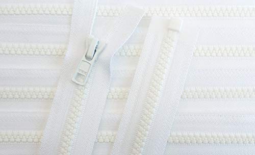 Reißverschluß Kunststoff teilbar für Jacken 65 cm weiß mit rohweißer Kette von YKK von Großhandel für Schneiderbedarf