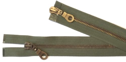 Reißverschluß Metall teilbar 2-Wege 65 cm kaki oliv altmessing Reißverschluß Metall teilbar 2-Wege 65 cm kaki oliv altmessing von Großhandel für Schneiderbedarf