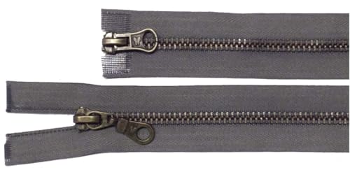 Reißverschluß Metall teilbar 2-Wege 80 cm grau Reißverschluß Metall teilbar 2-Wege 80 cm grau von Großhandel für Schneiderbedarf