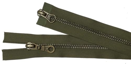 Reißverschluß Metall teilbar 2-Wege 80 cm kaki Reißverschluß Metall teilbar 2-Wege 80 cm kaki von Großhandel für Schneiderbedarf