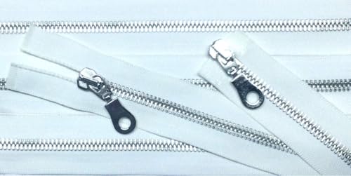 Reißverschluß Metall teilbar 2-Wege 80 cm weiß silber von Großhandel für Schneiderbedarf