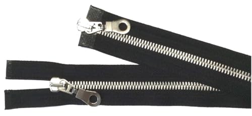 Reißverschluß Metall teilbar 2-Wege 90 cm schwarz silber Reißverschluß Metall teilbar 2-Wege 90 cm schwarz silber von Großhandel für Schneiderbedarf