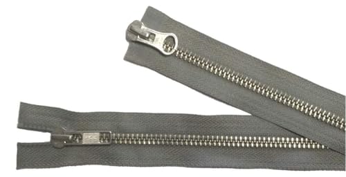 Reißverschluß Metall teilbar 2-Wege für Jacken 62 cm hell grau/silber YKK Reißverschluß Metall teilbar 2-Wege für Jacken 62 cm hell grau/silber YKK von Großhandel für Schneiderbedarf