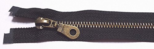 Reißverschluß Metall teilbar für Jacken 50 cm schwarz antik von Großhandel für Schneiderbedarf