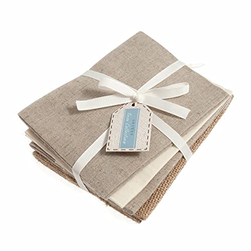 Groves LA121 Bedruckter Baumwoll-Leinen-Stoff, Fat Quarter Bündel, natur, 54 x 45cm (4 Pieces) von Trimits