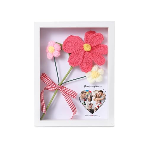 3D Bilderrahmen Personalisierte Häkelblumen-Schattenbox mit transparentem Acrylrahmen für Wand und Tisch Objektrahmen für Fotos, Objekte, Hochzeitsblumensträuße, DIY-Kunstwerke (Gesang-Blume#1) von Grovjewfit