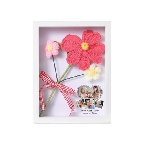3D Bilderrahmen Personalisierte Häkelblumen-Schattenbox mit transparentem Acrylrahmen für Wand und Tisch Objektrahmen für Fotos, Objekte, Hochzeitsblumensträuße, DIY-Kunstwerke (Gesang-Blume#2) von Grovjewfit