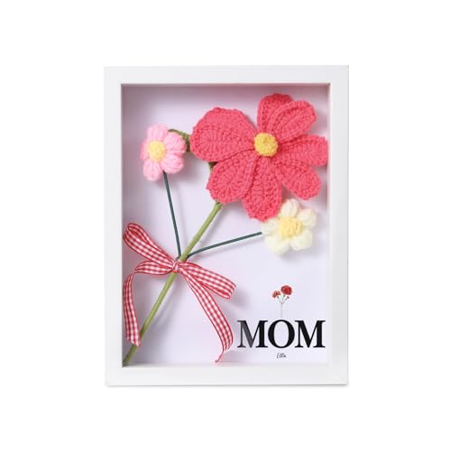 3D Bilderrahmen Personalisierte Häkelblumen-Schattenbox mit transparentem Acrylrahmen für Wand und Tisch Objektrahmen für Fotos, Objekte, Hochzeitsblumensträuße, DIY-Kunstwerke (Gesang-Blume#3) von Grovjewfit