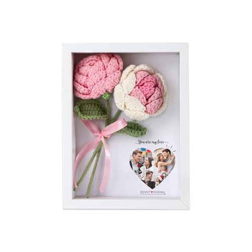 3D Bilderrahmen Personalisierte Häkelblumen-Schattenbox mit transparentem Acrylrahmen für Wand und Tisch Objektrahmen für Fotos, Objekte, Hochzeitsblumensträuße, DIY-Kunstwerke (Rose#1) von Grovjewfit