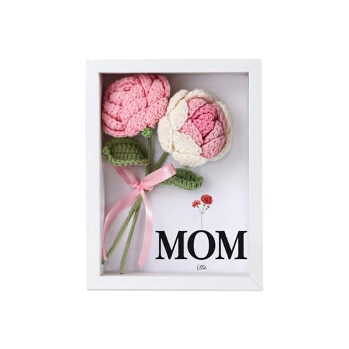 3D Bilderrahmen Personalisierte Häkelblumen-Schattenbox mit transparentem Acrylrahmen für Wand und Tisch Objektrahmen für Fotos, Objekte, Hochzeitsblumensträuße, DIY-Kunstwerke (Rose#3) von Grovjewfit