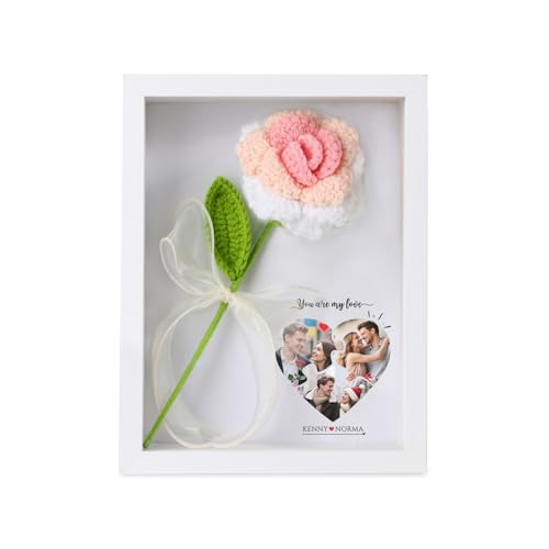 3D Bilderrahmen Personalisierte Häkelblumen-Schattenbox mit transparentem Acrylrahmen für Wand und Tisch Objektrahmen für Fotos, Objekte, Hochzeitsblumensträuße, DIY-Kunstwerke (Rose Blume#1) von Grovjewfit