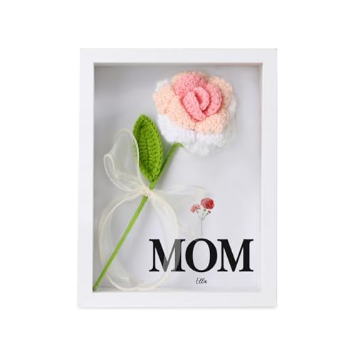 3D Bilderrahmen Personalisierte Häkelblumen-Schattenbox mit transparentem Acrylrahmen für Wand und Tisch Objektrahmen für Fotos, Objekte, Hochzeitsblumensträuße, DIY-Kunstwerke (Rose Blume#3) von Grovjewfit
