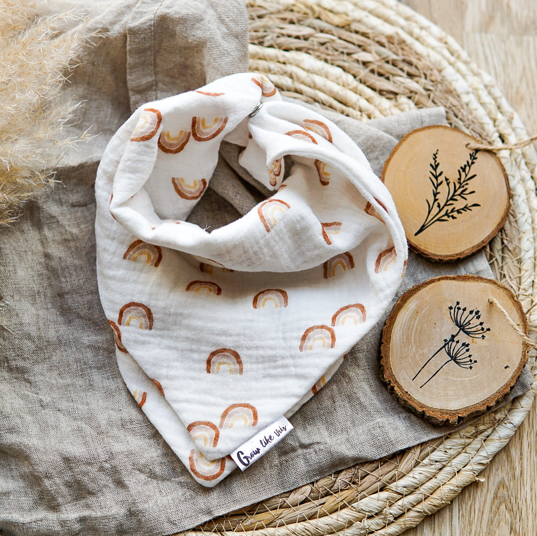 Lagentuch/Musselintuch Regenbogen Braun, Halstuch Für Kinder, Baby Lagentuch/Musselintuch Regenbogen Braun, Halstuch Für Kinder, Baby von GrowlikethisShop