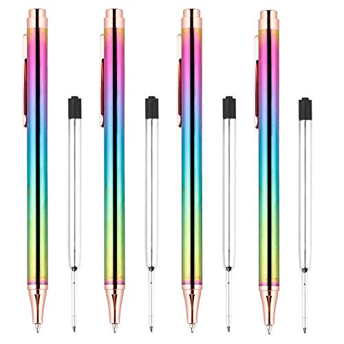 Growment Druck Kugelschreiber, Luxus Regenbogen Click Metall Stift Schwarz Kugelschreiber 1,0 Mm für Schreibtisch Zubeh？R von Growment