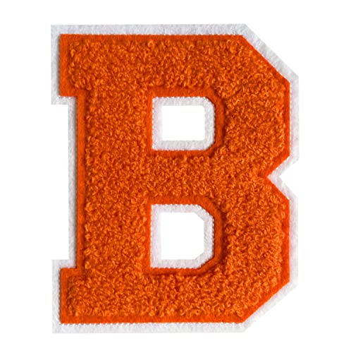 Chenille-Buchstaben-Flicken zum Aufbügeln, 11,4 cm, Orange, für Kleidung, Varsity-Buchstaben, Letterman, Jacke, Patches (Orange-B) von Grozon