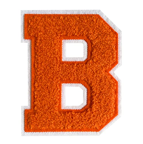 11,4 cm Chenille-Buchstaben-Aufnäher, orange, zum Aufbügeln, für Kleidung, Varsity, Buchstaben-Patches, Letterman-Jacken-Patches (Orange-B) von Grozon