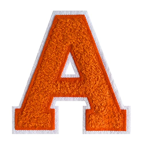 Chenille-Buchstaben-Flicken zum Aufbügeln, für Kleidung, Varsity-Buchstaben, Patch, Letterman, Jacke, Orange, 11,4 cm von Grozon