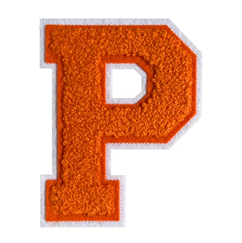 11,4 cm Chenille-Buchstaben-Aufnäher, orange, zum Aufbügeln, für Kleidung, Varsity, Buchstaben-Patches (orange-P) von Grozon