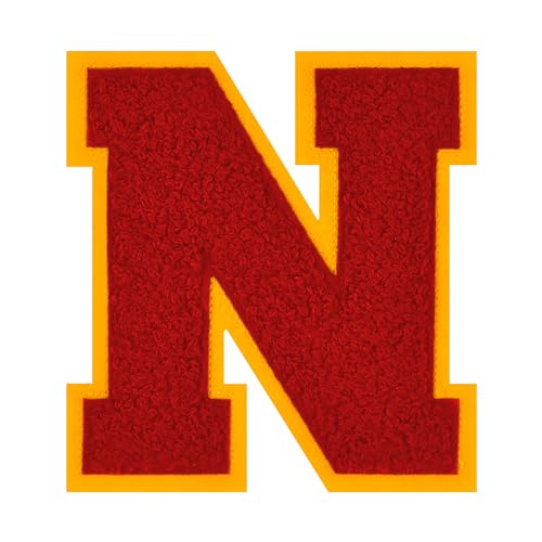 11,4 cm große Aufnäher zum Aufbügeln, Chenille, Buchstabenaufnäher, groß, Varsity-Buchstaben-Flicken für Kleidung (N) von Grozon