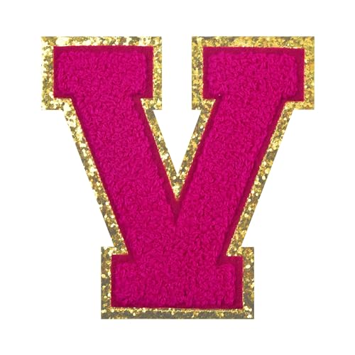 Aufbügler mit Buchstaben zum Aufbügeln, Chenille, groß, für Kleidung, Kostüm, Rucksack, 11,4 cm, Rosa Aufbügler mit Buchstaben zum Aufbügeln, Chenille, groß, für Kleidung, Kostüm, Rucksack, 11,4 cm, Rosa von Grozon